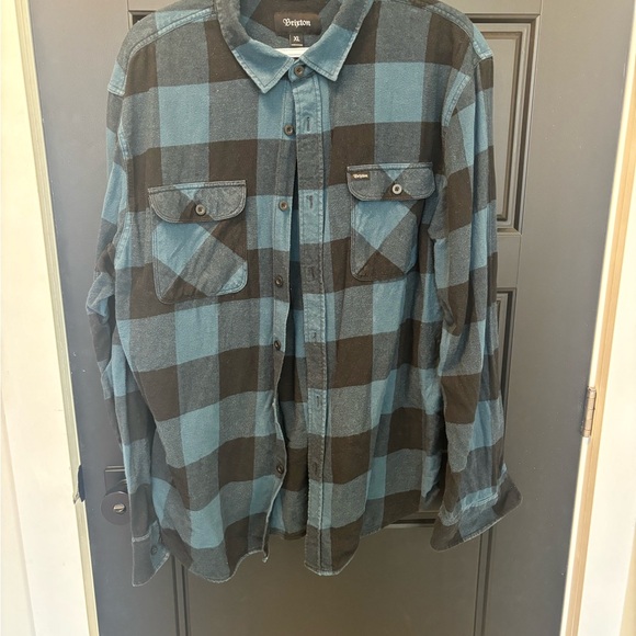 🔥 2/$50🔥BRIXTON BOWERY LONG SLEEVE FLANNEL SHIRT BLACK TEAL XL - Picture 2 of 4